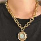 Женское золотое винтажное ожерелье, креативное геометрическое ожерелье с подвеской из оригинального камня, Женские Ювелирные аксессуары