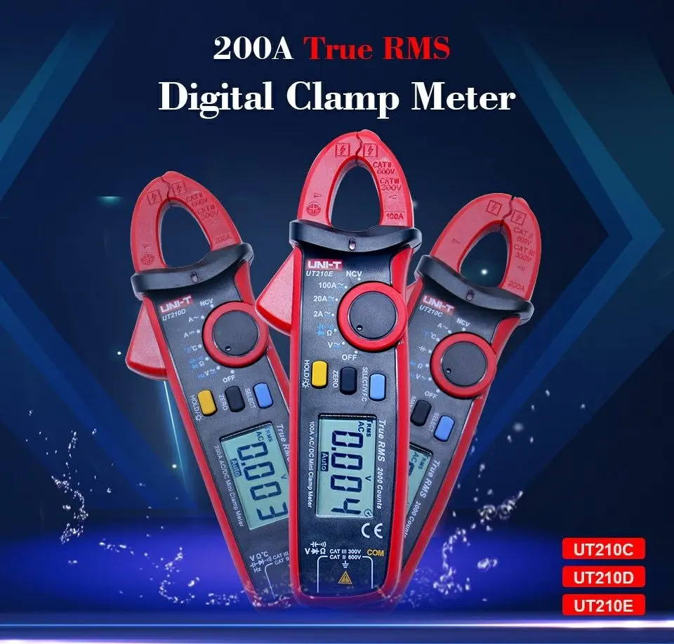UNI-T Мини цифровой клещи; UT210D/UT210E AC DC Вольт Ампер Ом метр; True RMS мультиметр+ USB напряжение и ток монитор
