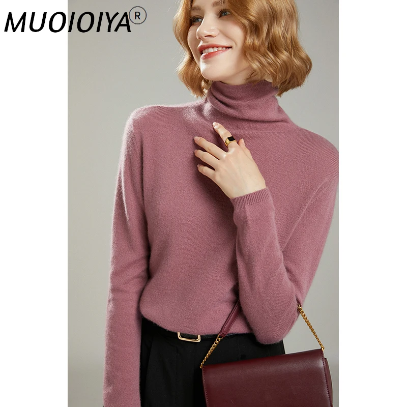 

100% Pure Cashmere Knitted Sweaters Women Winter 2022 Turtleneck Long Sleeve Soft Warm Jumpers Ladies Pullovers