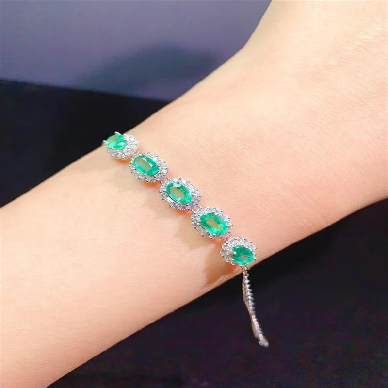 

14K White Gold Luxury Bracelets Blue/green/red Crystal Gemstone Bracelet for Women Designer Chrams Gemstone Bracelet