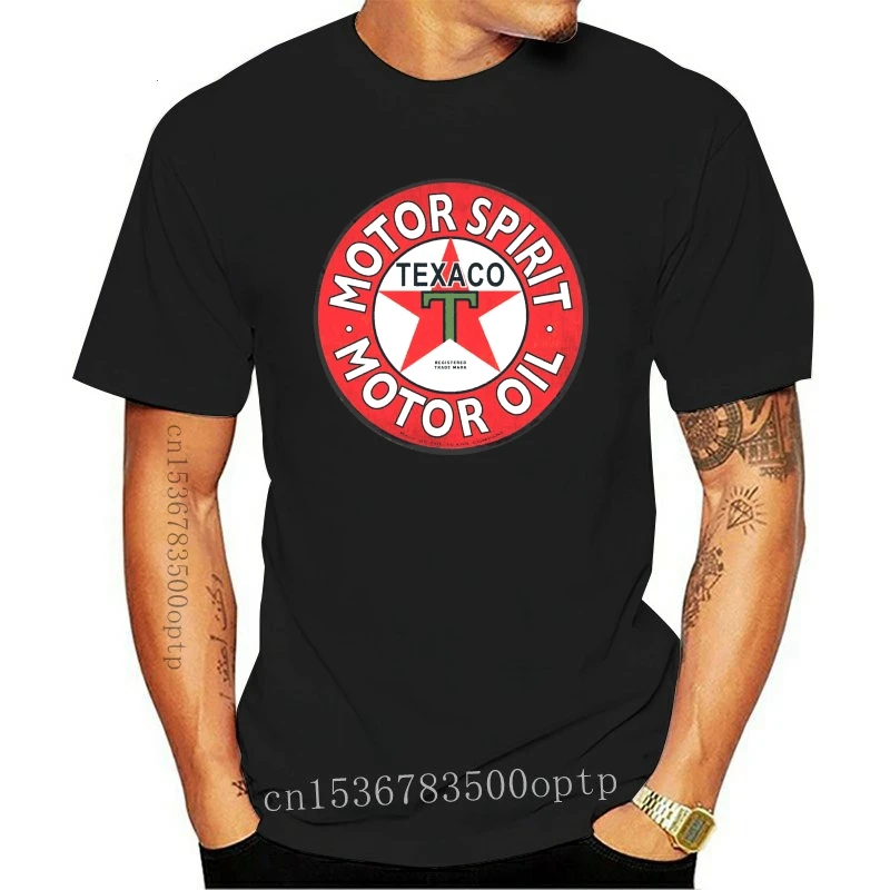 

Design Printed Men T Shirt Cotton tshirts O-Neck Short-Sleeve Vintage Texaco Motor Spirit Logo Women T-Shirt