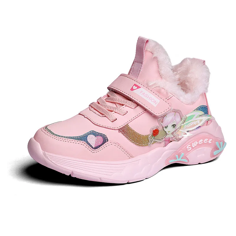 

Kids' Warm Sneakers Winter New Fashion Velvet Leather Children's Shoes Student Running Boys Travel Girls Sports Size 29-39