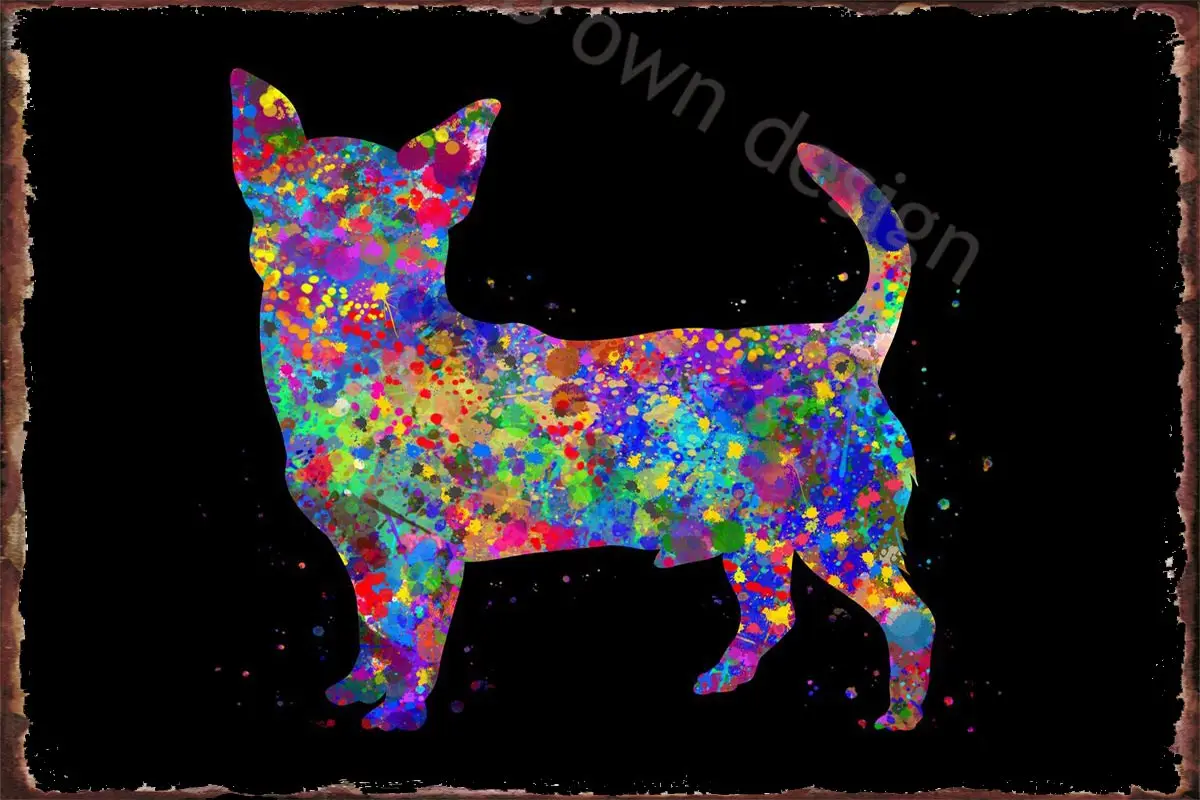 

Жестяные таблички для украшения стен чихуахуа, винтажный металлический Ретро знак для дома, клуба, мужской пещеры, кафе, паба, акварель