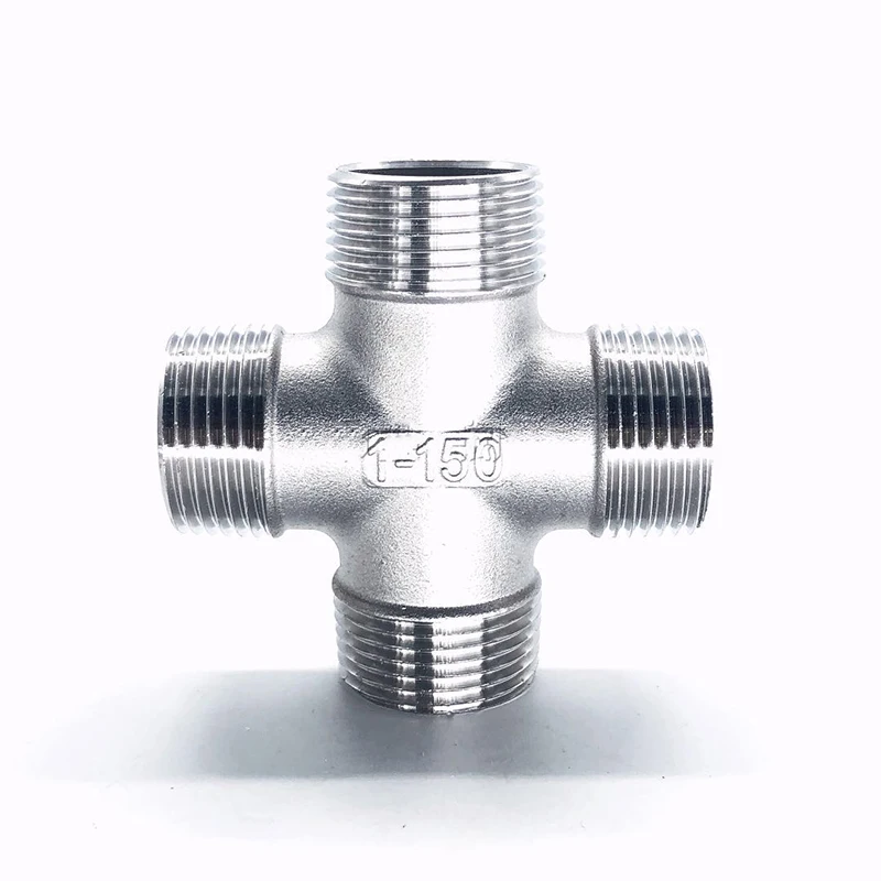 

1/4" 3/8" 1/2" 3/4" 1" 1-1/4" 1-1/2" BSP Male Thread 304 Stainless Steel 4 Four Way Cross Pipe Fitting Connector