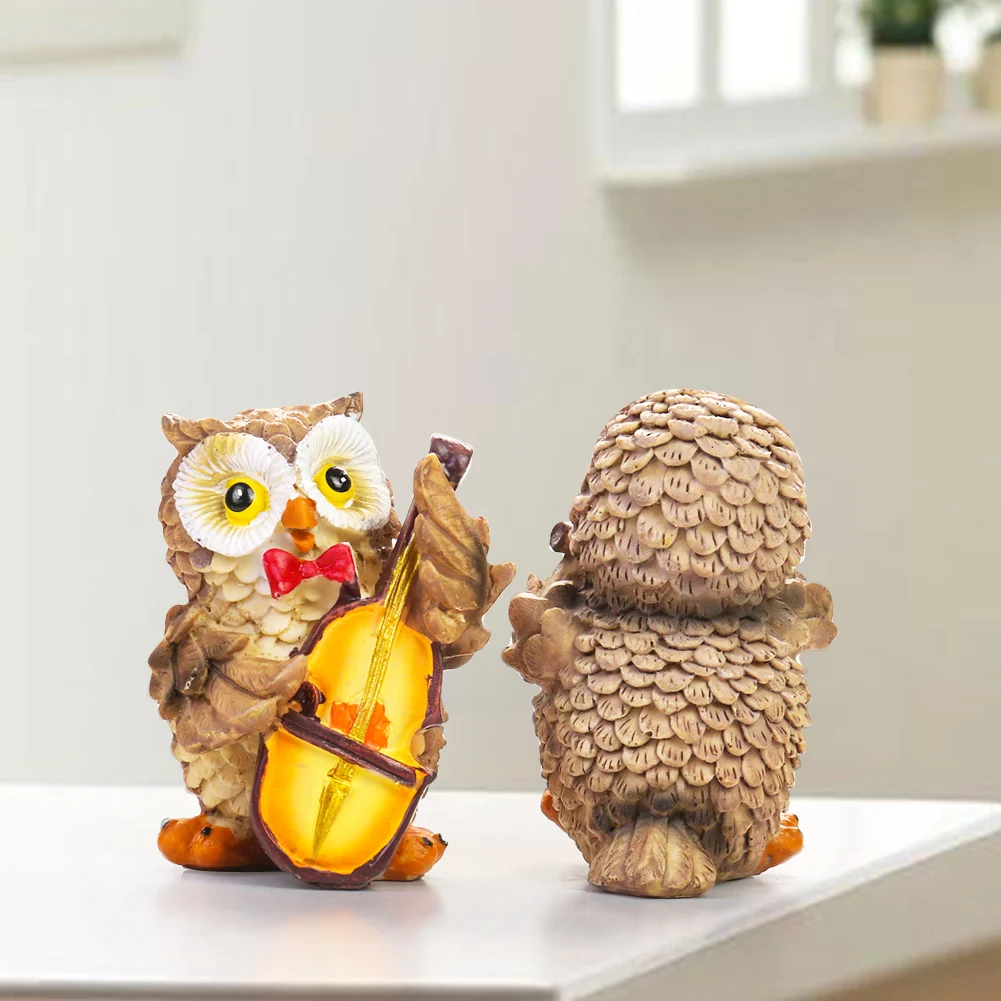 Смола музыкальная статуя Совы фигурка животных миниатюрный Сказочный садовый