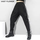 Брюки-султанки женские с завышенной талией, повседневные универсальные винтажные брюки свободного покроя, модная уличная одежда, черные, большие размеры, весна-осень 2021