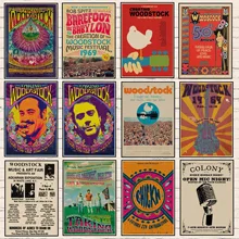 Постеры из крафт бумаги Woodstock с рок музыкой настенные наклейки