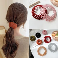 fashion ponytail holder hair claw clips women girls birds nest telescopic ring hair bun velvet scrunchies hair accessories