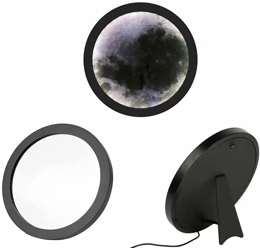 

Moon Mirror Lamp Moonlight Makeup Mirror Wall-Mounted USB Mirror with Night Light for Bedroom Living Room Decoration