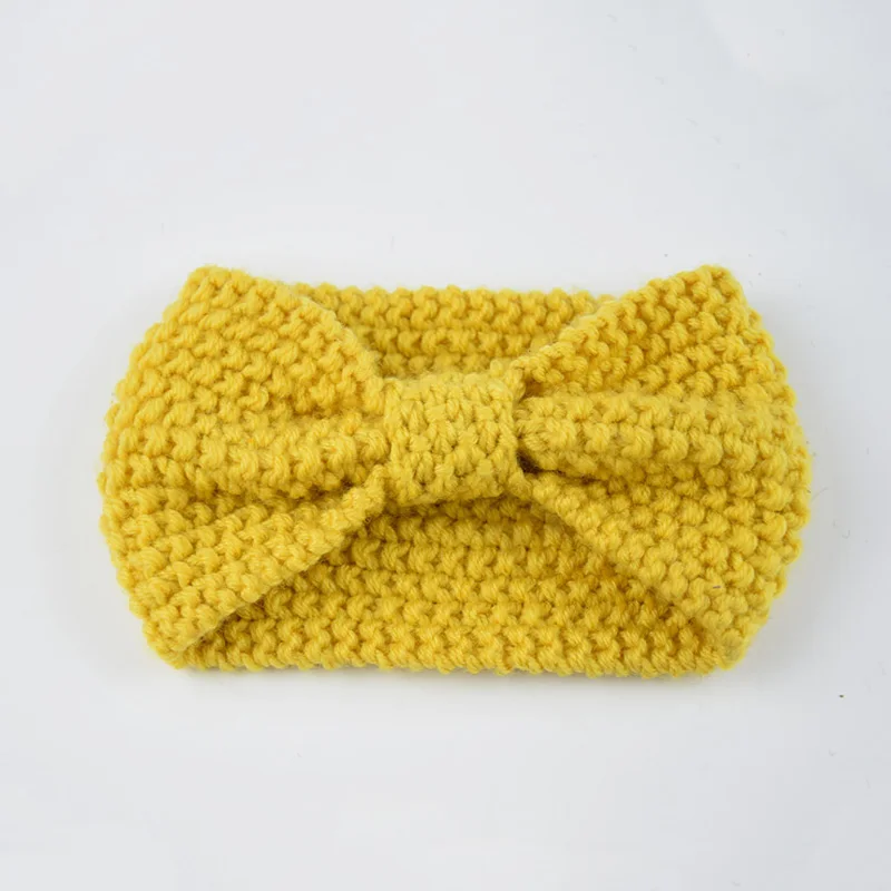 Повязка для головы с бантом вязаная из шерсти| |