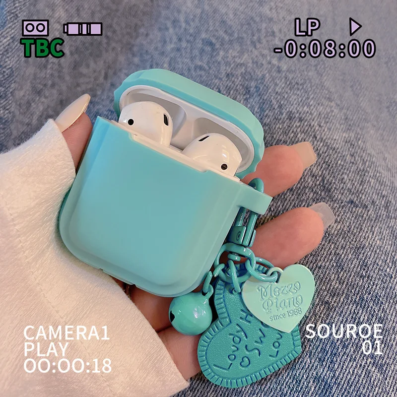 

Dreamy Blue Loveheart Keychain Silicone Earphone Soft Case for Apple Airpods Pro 1 2 3 Case Wireless Bluetooth Headset Box Cover