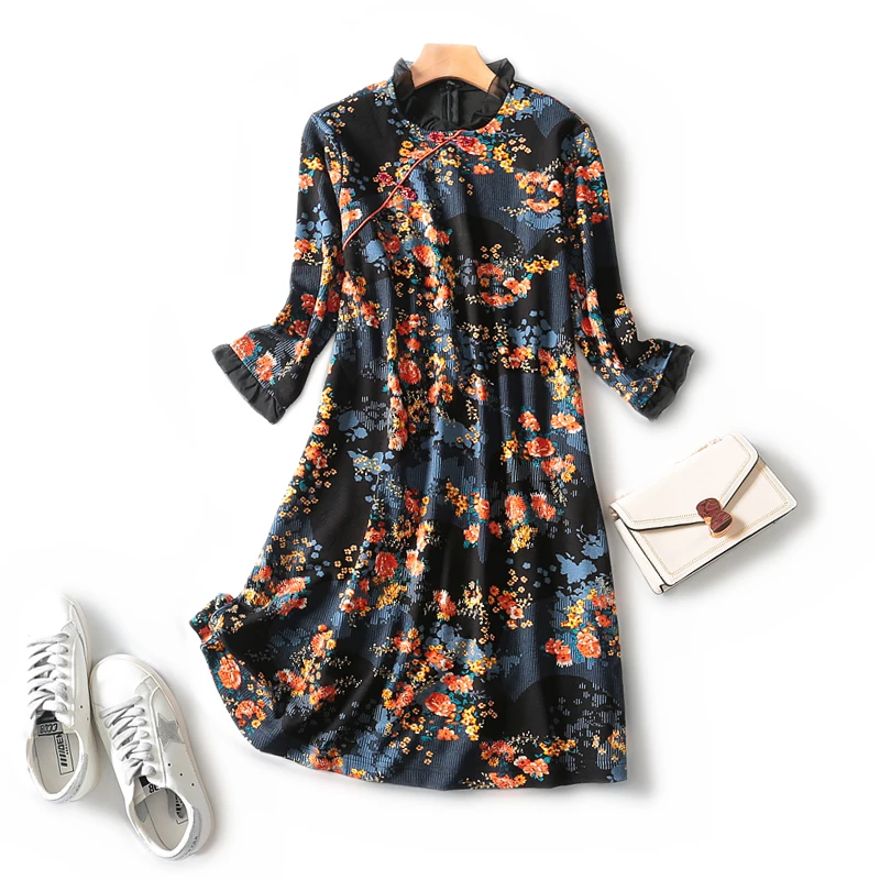 2019 осенний Новый продукт цветочный этнический стиль Пряжка Улучшенный тонкий