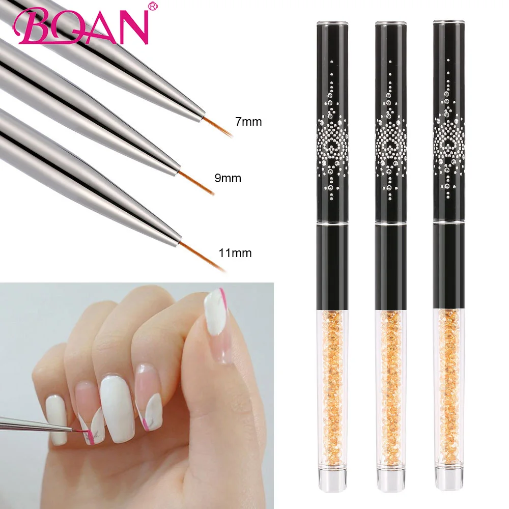 

BQAN Nail Brush Rhinestone Nail Liner Brush Powder Carving Painting Flower Design Stripes Lines Manicure Tool DIY Drawing Pen