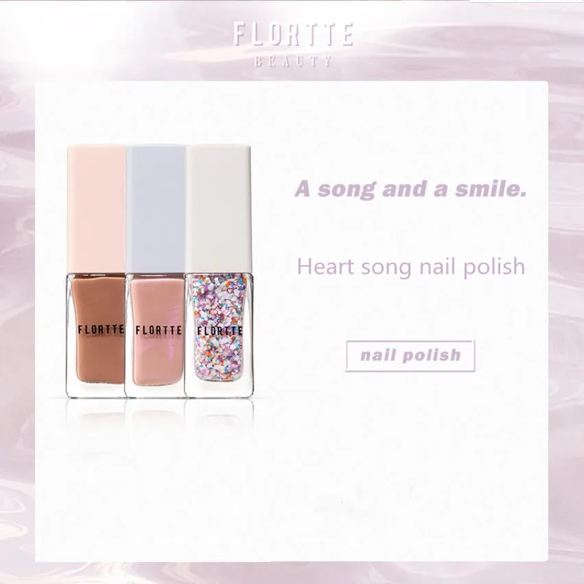 

Однотонный лак для ногтей серии FLORTTE Heart Song S без выпечки, быстросохнущий, долговечный, не стойкий, полезный лак для ногтей