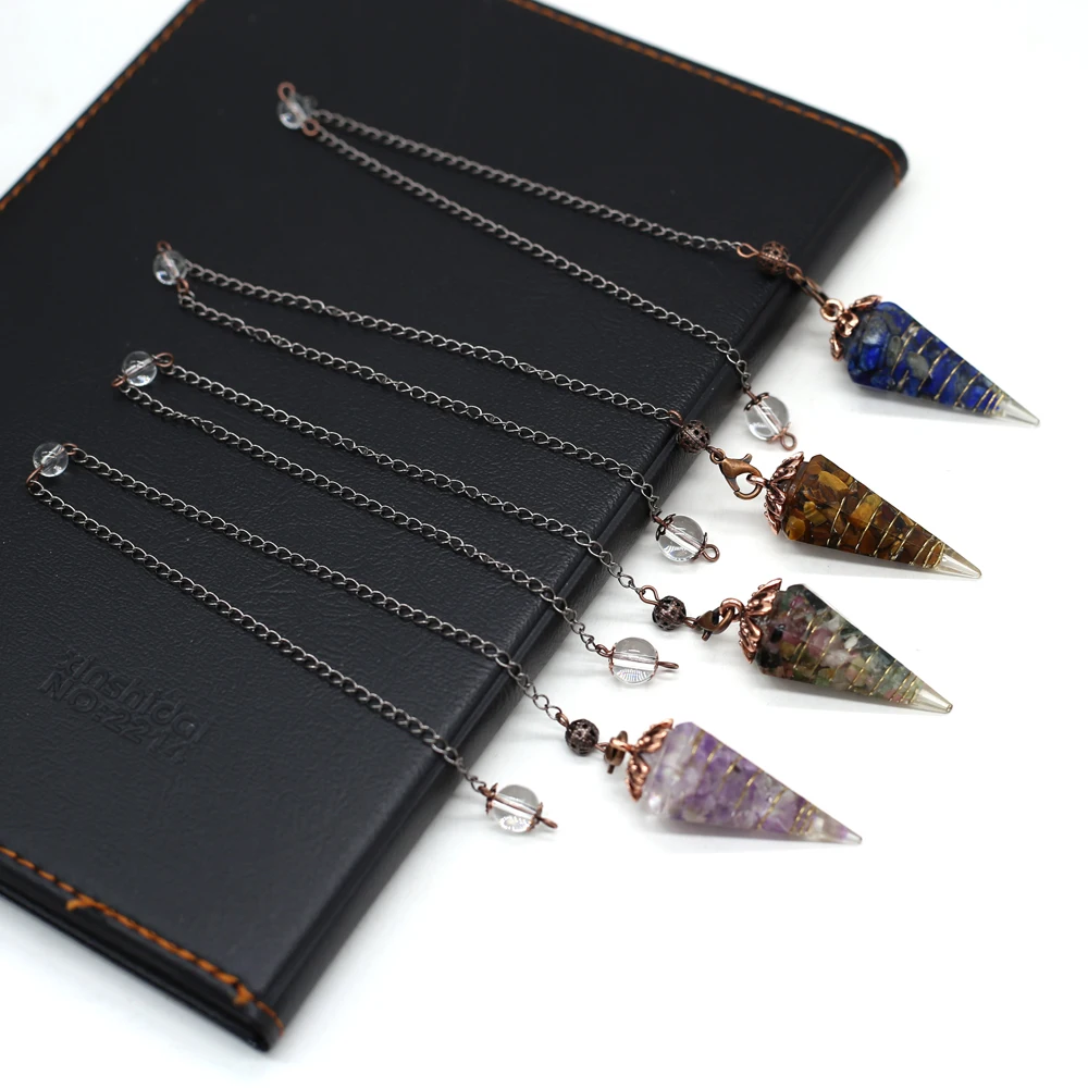 

Top Selling Natural Crystal Stone Pendant Necklace Conical Shape Pendant Necklace for Women Jewelry Gift 17x45mm Length 22cm