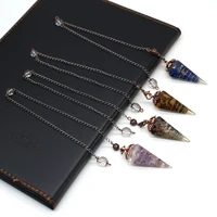 top selling natural crystal stone pendant necklace conical shape pendant necklace for women jewelry gift 17x45mm length 22cm