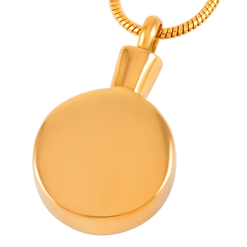 

IJD8680 Round Shape Engraved MOM Memorial Pendant T Stainless Steel Cremation Necklace Unisex Keepsake Ashes Urn Jewelry