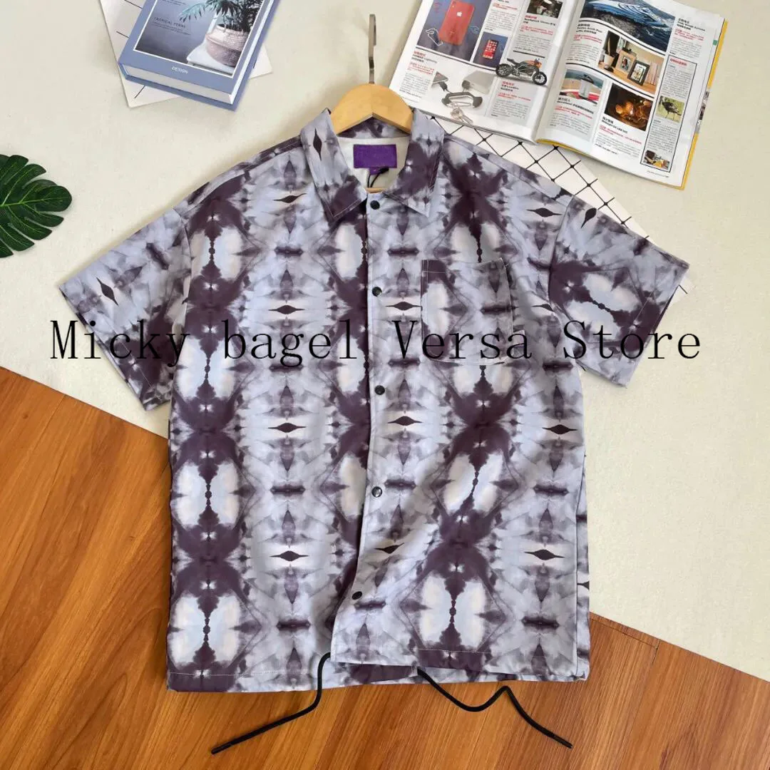 

2021 luxury brand retro stained pattern printing fashion women's top versatile Lapel temperament Casual Short Sleeve Shirt