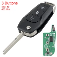 3 buttons 433mhz car flip key remote key fob with 49 chip auto car key replacement fit for ford transit custom w panther engine