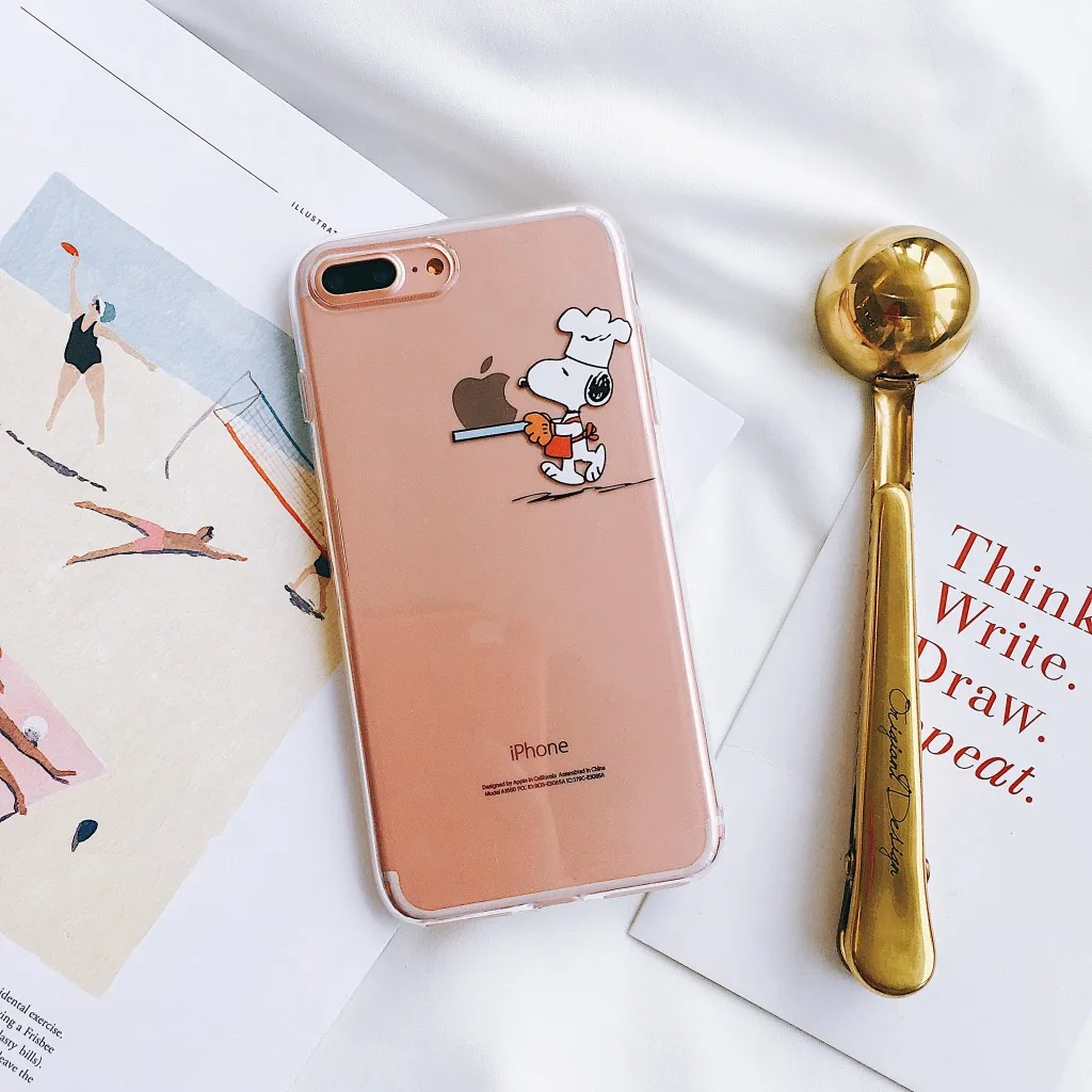 Прозрачный защитный чехол с милым мультяшным щенком для iPhone 8 7 6 6s Plus Xr X Xs Max дизайн
