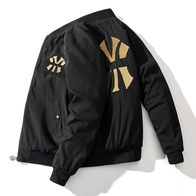 Hip Hop Jacket Men Parkas Embroidery Bomber Jacket Winter Oversize Windbreaker Streetwear Harajuku Padded Coat Outwear Hipster