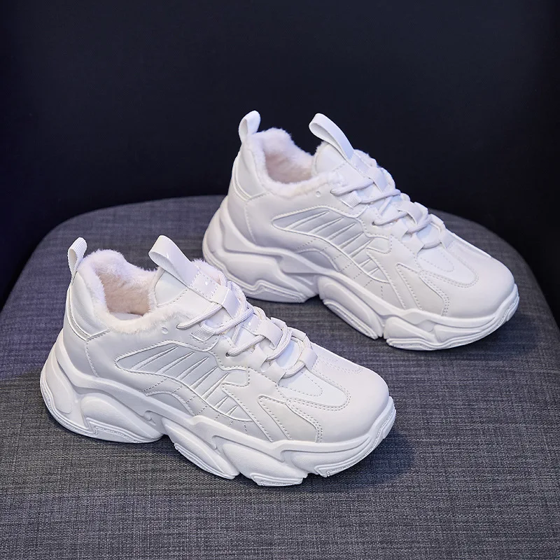 

обувь женская зима, Женские кроссовки на платформе, белые плюшевые кроссовки на танкетке, теплая обувь из хлопка, модная дизайнерская повсе...