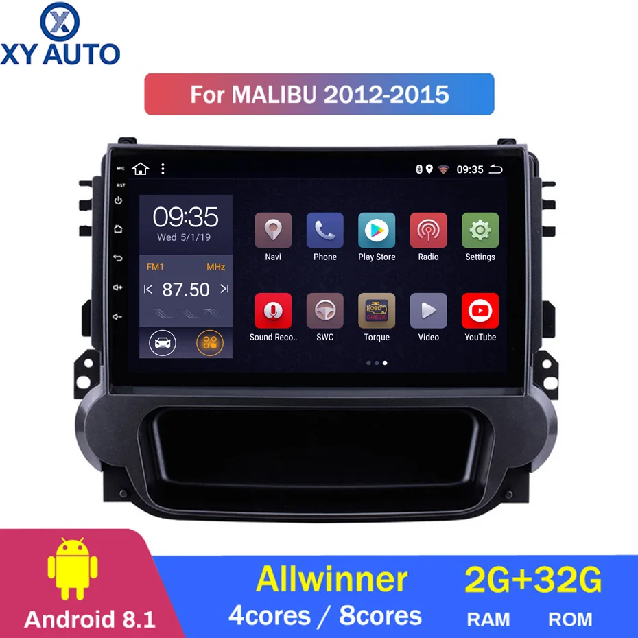 9 дюймов 2.5D IPS HD Мульти сенсорный экран Android8.1 2G RAM 32G ROM NAVI для Chevrolet Malibu 2012 2014 с Bluetooth