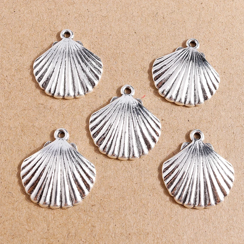 

15pcs 22*24mm Vintage Silver Color Sea Shell Charms for Making Pendants Necklaces Earrings DIY Handmade Craft Jewelry Findings