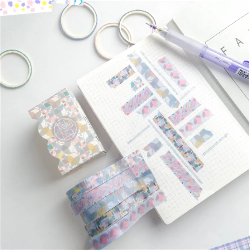 5 шт. милый сетчатый тонкий цветной набор декоративного скотча Васи Kawaii Канцелярские самоклеющиеся