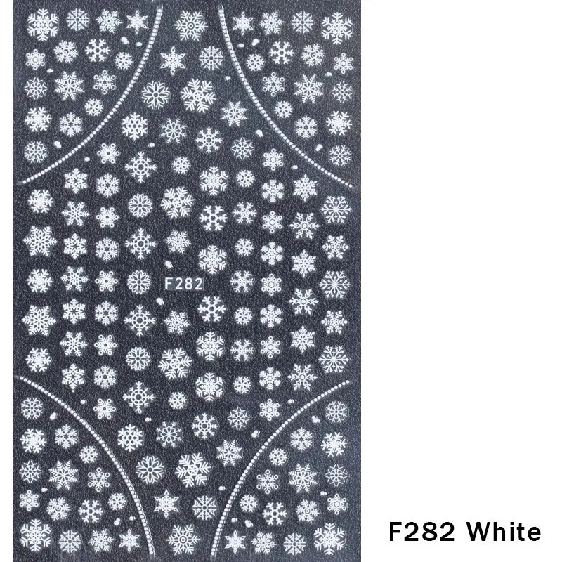 F282 White 1 шт рождественские наклейки для ногтей наклейки снежные хлопья рождественские обертывания Снеговик зимние украшения маникюрные инструменты слайдеры F281-284 - Цвет: F282 White