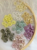colorful 10 pcs flowers applique handmade bead rhinestone organza floral patch for sewing craftpurplechampagnepinkoff white