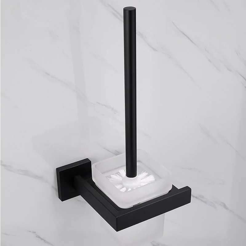 

Black Stainless Steel Square Wall-mounted Bathroom Accessories Toilet Brush