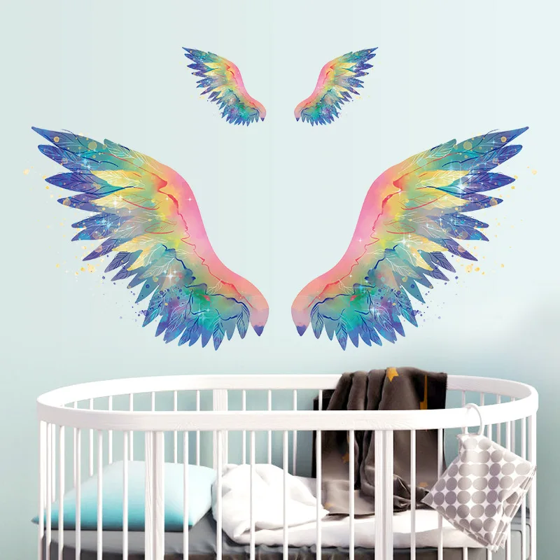 

115*70cm Dreamy Star Wings Wall Stickers for Living room Bedroom Wardrobe Decor Removable Vinyl PVC Wall Decals Home Decoration