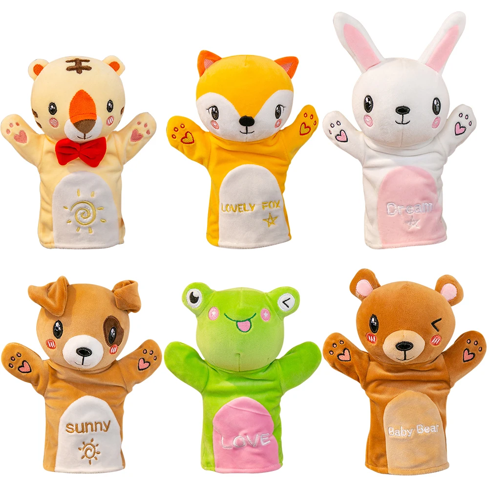 

6 Style Animal Parent-Child Interaction Finger Puppets Plush Hand Puppet Kindergarten Storytelling Children KIds Plush Toys