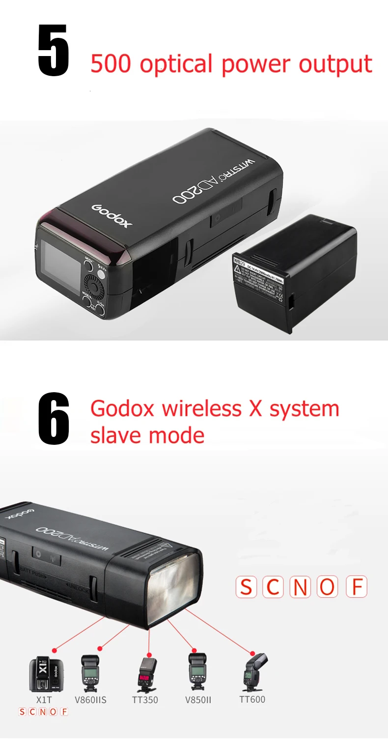 Godox AD200 комплект 200Ws 2,4G ttl карманная вспышка стробоскоп 1/8000 HSS Беспроводная монолайт 2900mAh литиевая батарея и голая лампочка/Speedlite