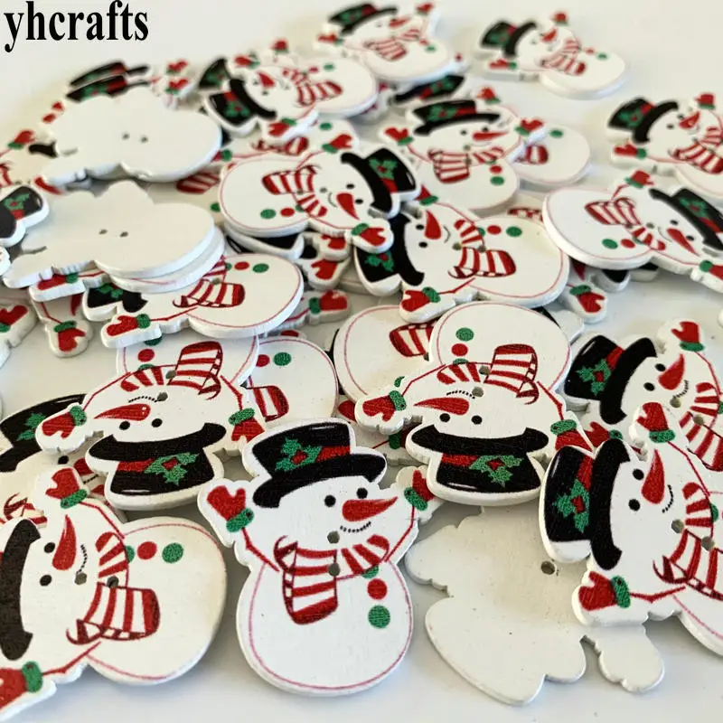 50PCS B stickers 50 шт./лот, Рождественский Снеговик деревянные наклейки, пуговица в форме снеговика. Детская комната украшения. DIY ремесло материал, набор для скрапбукинга шнуровки бисером - Цвет: 50PCS B stickers