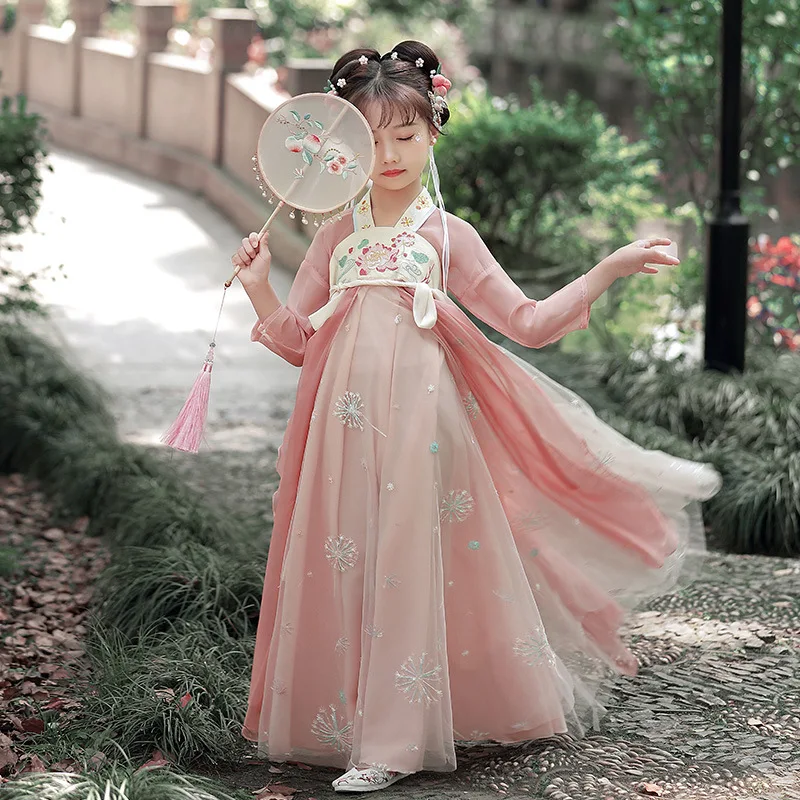Платье Hanfu для девочек новинка 2021 тонкая супер сказочная детская одежда