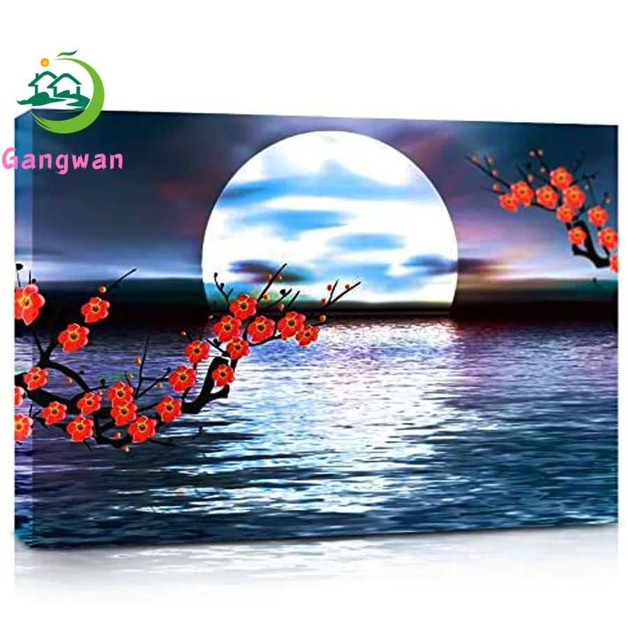 Пейзаж Луна океан картина на стену алмазная живопись полная Стразы мозаика