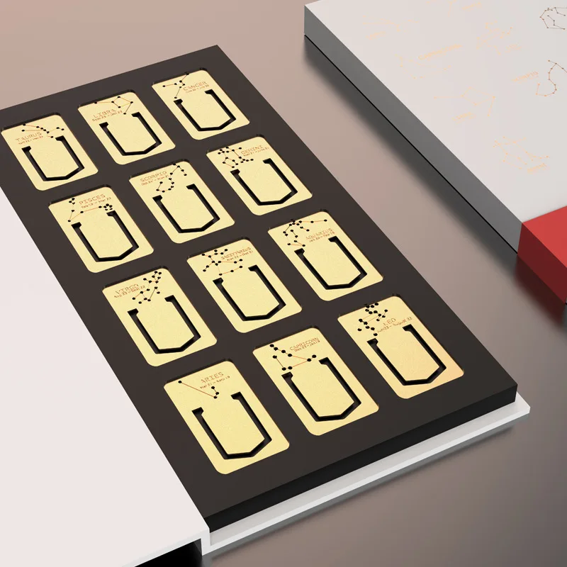 * Новый 12 Созвездие Ретро латунная Закладка Подарочная коробка набор