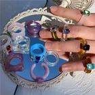 Набор геометрических квадратных акриловых колец из смолы для женщин и девочек, разноцветные прозрачные кольца с мраморным узором неправильной формы, ювелирные изделия
