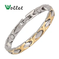 wollet jewelry negative ion magnet women bio magnetic titanium bracelet for women men gold plated health care healing energy