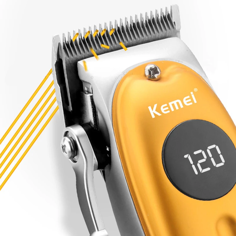 Kemei KM 1955 металлический профессиональный триммер для волос с жк дисплеем
