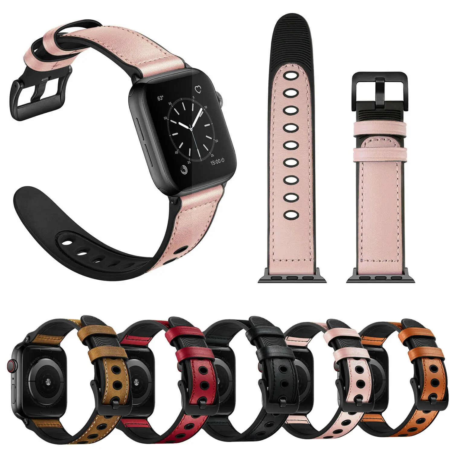 

Silicone Leather Watch Strap For Apple Watch Band 38/40mm 42/44mm Replace Wristband For iWatch Series 6 5 4 3 2 1 Watchbands
