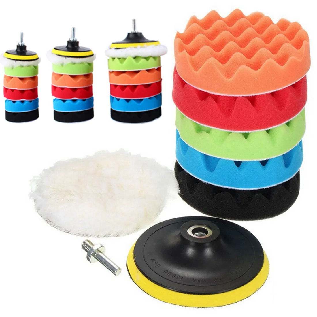 3/ 4/ 5/ 6/ 7 Inch Beauty Waxing Set 7pcs/set Car Polishing Disc Automotive Tools Sponge Wheel Wool Pad 8PCS | Инструменты