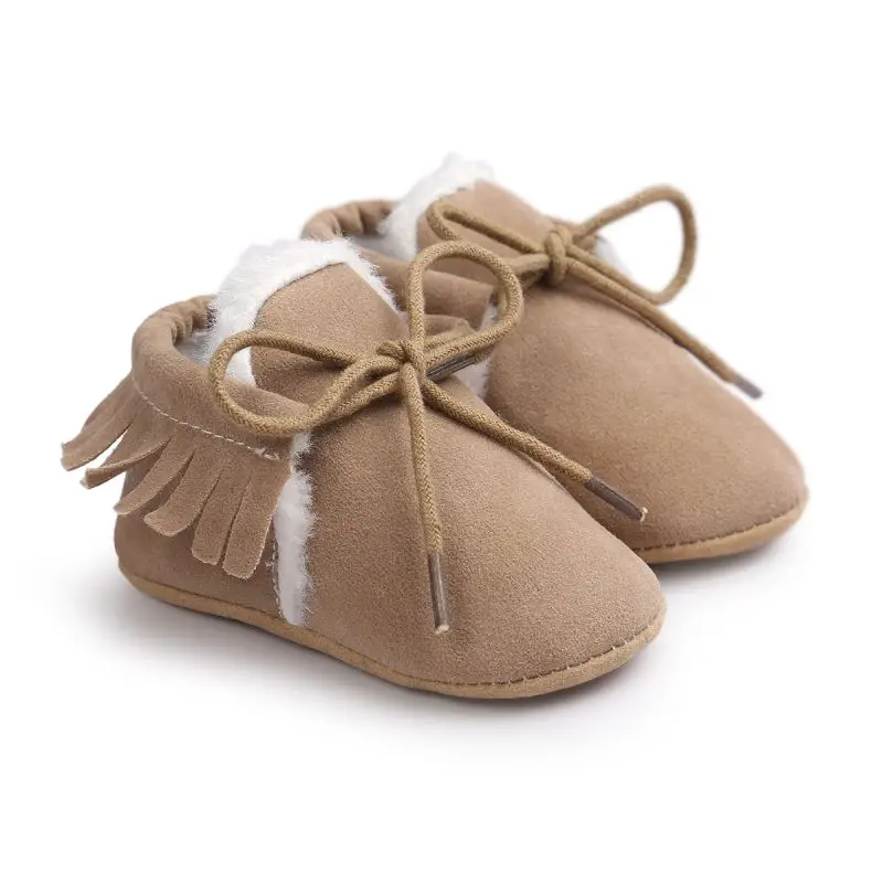 

Winter Newborn Baby Boy Girl Moccasins Shoes Fringe Soft Soled Non-slip Footwear Crib Shoes PU Suede Leather First Walker Shoes