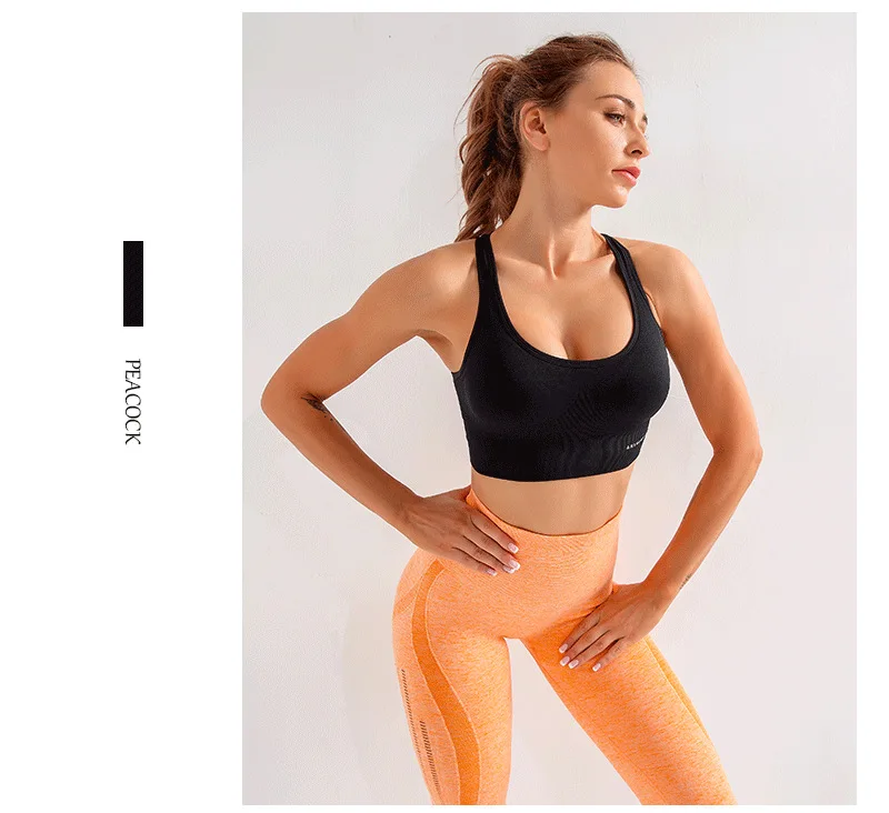 

3 Colors High Stretch Breathable Sports Bra Woman Cross Top Fitness Female Sport Bra for Running Sportswear Seamless Crop Bra