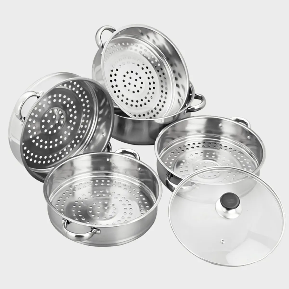 

28/30/32cm Diameter 5 Tier Stainless Steel Steamer Steaming Pot Energy-saving Steamer Boiler Home Kitchen Dining Room Cookware