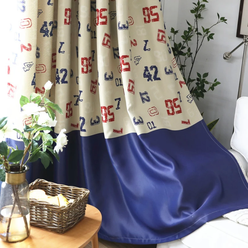 Занавески в красную полоску для мальчиков Мультяшные шторы детской спальни