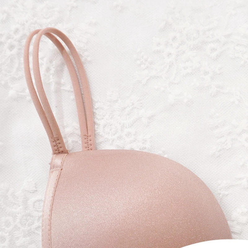 

Seamless Girls Underwear U-Neck Solid Color Lingerie A B C Cup Evening Dress Wedding Bra Wireless Push Up Bralette