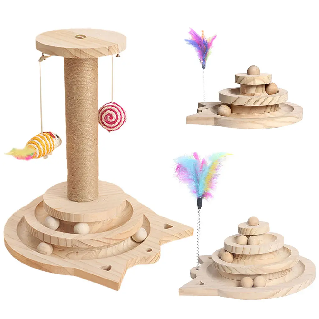 

Деревянные игрушки для кошек, шаровая дорожка, деревянная натуральная игрушка для кошек, круглая дорожка, детские игрушки для котят, ролико...